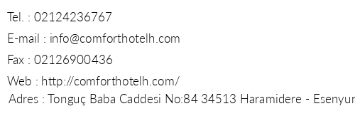 Comfort Hotel Haramidere telefon numaralar, faks, e-mail, posta adresi ve iletiim bilgileri